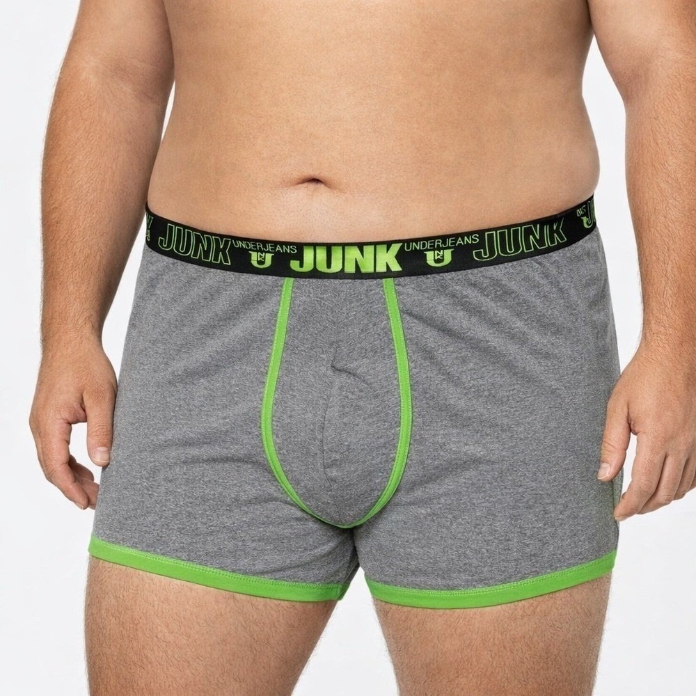 JUNK‎ Underjeans Men's Grey Boxer Briefs Trunk Style Size 4XL/XXXXL NWT